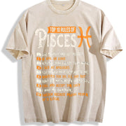 For the Pisces Zodiac Sign Vintage Washed T-Shirt in Beige