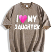 I Love My Daughter Vintage Washed T-Shirt in Brown