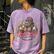 Fathers Day Just a Dad Who Came Back with Milk Vintage Washed T-Shirt in Purple