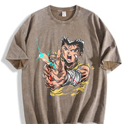 Yusuke Urameshi - Yu Hakusho Anime Manga vintage washed oversized T-shirt in Brown