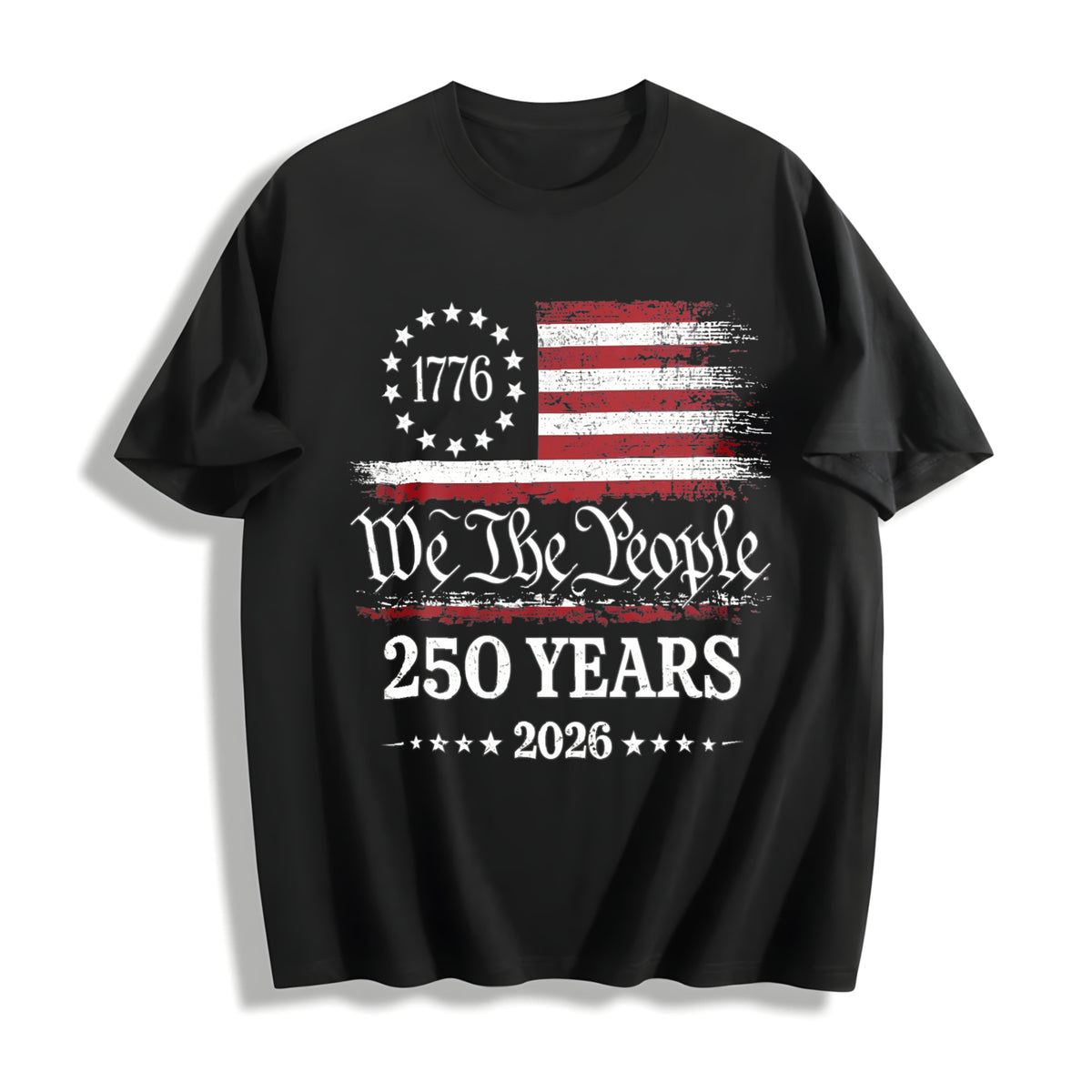 250th America Anniversary Cotton T-Shirt in Black