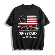 250th America Anniversary Cotton T-Shirt in Black