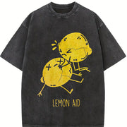 Lemon Aid First Aid Lemons CPR Joke for Ladies Cute Ladies Vintage Washed T-Shirt in Black