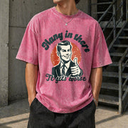 Hang in There Retro Vintage Washed T-Shirt in Red
