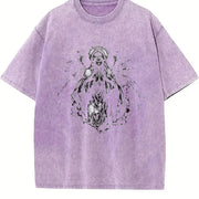 Virgin Mary Tank Religious Sleeveless Muscle Vintage Washed T-Shirt in Purple