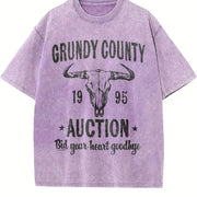 Grundy County Auction Inspired Concert Vintage Washed T-Shirt in Purple