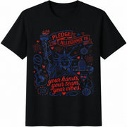 Pledge Allegiance Patriotic for Music Lovers Cotton T-Shirt in Black