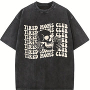 Tired Moms Club Mama Mothers Day vintage washed oversized T-shirt in Black
