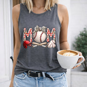 Baseball Mom Women's Color Cotton Tank Top in Gray