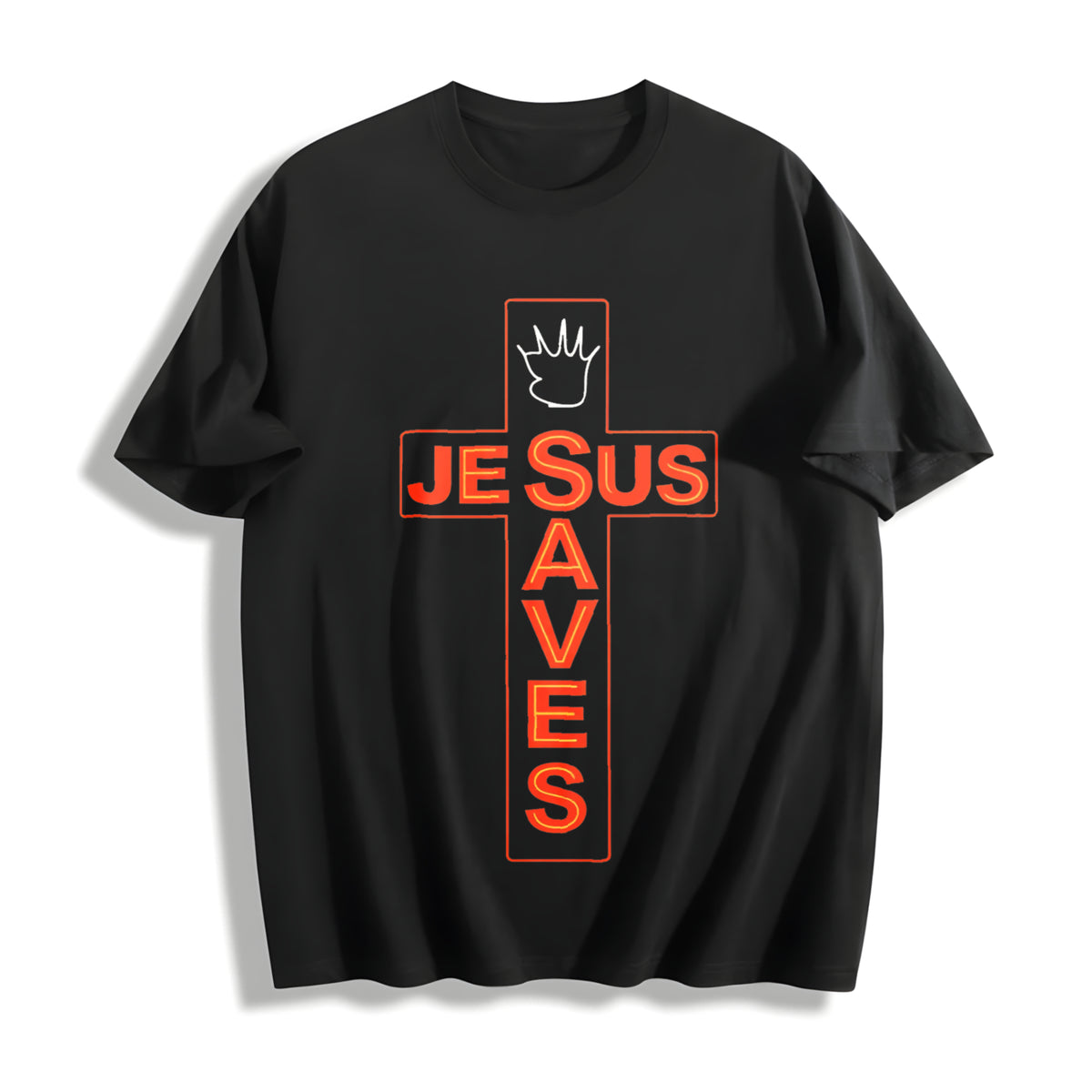 Jesus Saves High-qualitybatik Regular Cotton T-Shirt in Black