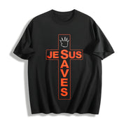 Jesus Saves High-qualitybatik Regular Cotton T-Shirt in Black