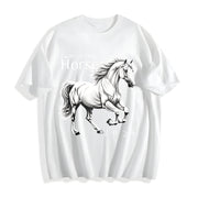 Galloping Horse Year of the Horse Cotton T-Shirt in White