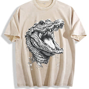 Crocodile 90s Retro ® Alligator Y2k Vintage Washed T-Shirt in Beige