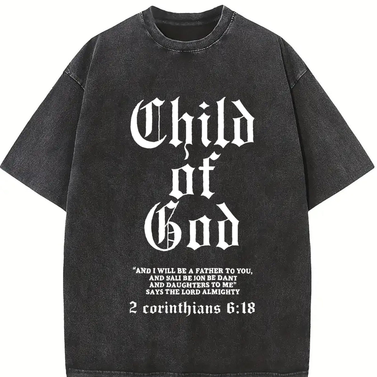 ’Child Of God' vintage washed oversized T-shirt in Black