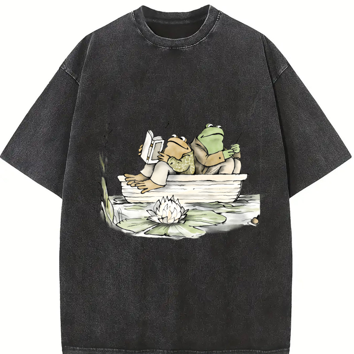 Frog 90s Retro Toad Vintage Washed T-Shirt in Black