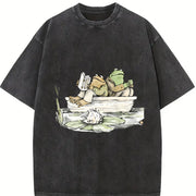 Frog 90s Retro Toad Vintage Washed T-Shirt in Black