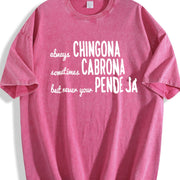 Mexican Spanish Chingona Vintage Washed T-Shirt in Red