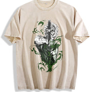 Shinazugawa Sanemi Wind Hashira v2 Demon Slayer Kimetsu vintage washed oversized T-shirt in Beige