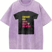 Confident Kind Caring Smart Like My Dad Vintage Washed T-Shirt in Purple