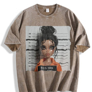 A - a Unique Doll Vintage Washed T-Shirt in Brown
