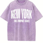 New York the Empire State Grunge Vintage Washed T-Shirt in Purple