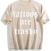 Tattoos Are Trash Vintage Washed T-Shirt in Beige