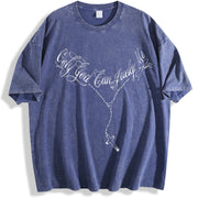 Christian : Bold Jesus Distressed vintage washed oversized T-shirt in Blue