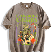 Everybody Croaks Frog Vintage Washed T-Shirt in Brown