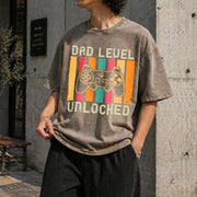 Gamer Dad Level Unlocked Vintage Washed T-Shirt in Brown
