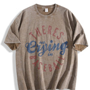 There’s No Crying in Baseball Mom Vintage Washed T-Shirt in Brown