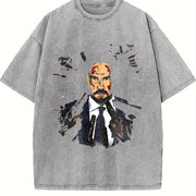 JWick Comic Style vintage washed oversized T-shirt in Gray