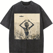Y2K UFO Vintage Washed T-Shirt in Black