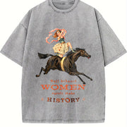 Well Behaved Rarely Make History Vintage Washed T-Shirt in Gray