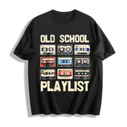 Loose Basic with Alphabets Cotton T-Shirt in Black