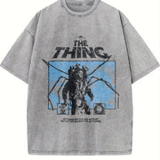 Y2k the Thing Sci-fi Movie Vintage Washed T-Shirt in Gray