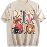 Baseball Fun Collection Vintage Washed T-Shirt in Beige