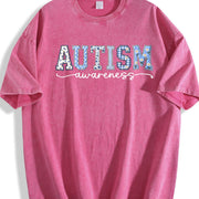 Autism Awareness Neurodiversity Vintage Washed T-Shirt in Red