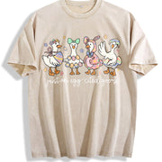 Just an Egg-Cited Goose vintage washed oversized T-shirt in Beige
