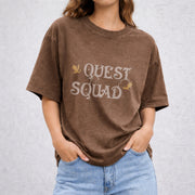 Quest Squad vintage washed oversized T-shirt in Brown