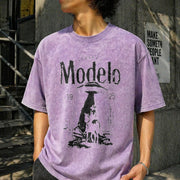 Modelo Beer Vintage Washed T-Shirt in Purple