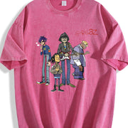 Band with Comedy Guitar Music Fans Vintage Washed T-Shirt in Red