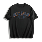 Retro Football Bend and Snap Football Sports Season Cotton T-Shirt in Black