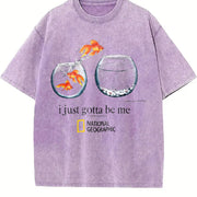 I Just Gotta Be Me Goldfish Vintage Washed T-Shirt in Purple