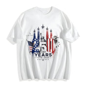 USA 250 Years V-neck Cotton T-Shirt in White