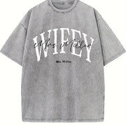 Personalized Wifey Vintage Washed T-Shirt in Gray
