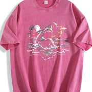 Great White Shark 90s Vintage Washed T-Shirt in Red