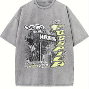Warning Cybernetic Head Tank Vintage Washed T-Shirt in Gray