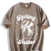 Retro Rolling Fatties 90s Vintage Washed T-Shirt in Brown