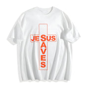 Jesus Saves High-qualitybatik Regular Cotton T-Shirt in White