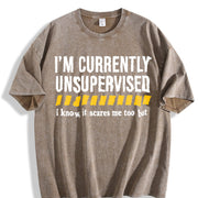 Saying Sarcastic Dad Vintage Washed T-Shirt in Brown